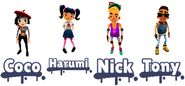 Coco, Harumi, Nick y Tony